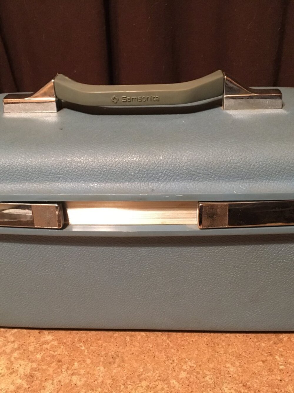 VINTAGE BLUE SAMSONITE MONTBELLO II LUGGAGE TRAVEL CASE CARRY-ON MAKE-UP NO KEY